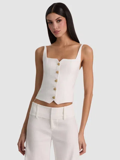 Alice And Olivia Kelcey Linen Vest In White