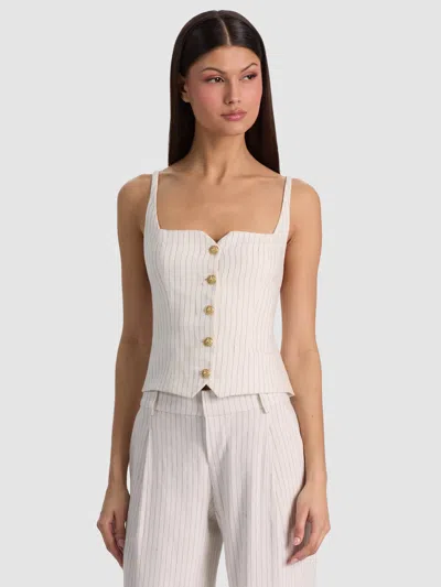 Alice And Olivia Kelcey Linen Vest In White