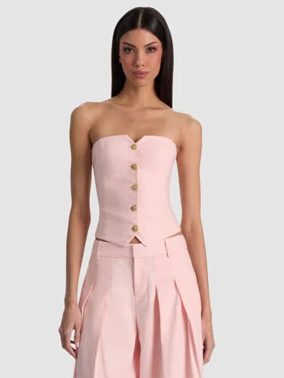 Alice And Olivia Kelcey Strapless Vest In Pink