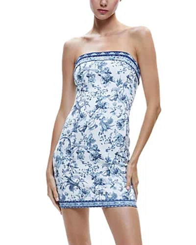 Alice And Olivia Kelly Strapless Mini Dress In Blue