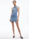 Alice And Olivia Kendall Denim Halter Mini Dress In Blue