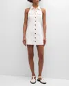 Alice And Olivia Kendall Denim Halterneck Mini Dress In Off White