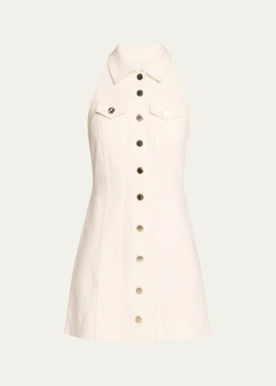 ALICE AND OLIVIA KENDALL DENIM HALTER MINI DRESS