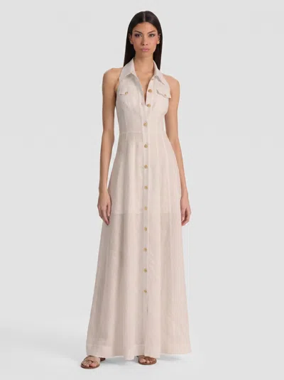 Alice And Olivia Kendall Linen Maxi Dress In Brown