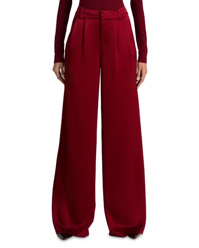 Alice And Olivia Kennedy Pleated Wide Leg Pants In Red
