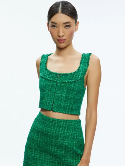 Alice And Olivia Alice + Olivia Kensie Scoop Neck Cropped Wool-blend Bustier In Light Emerald