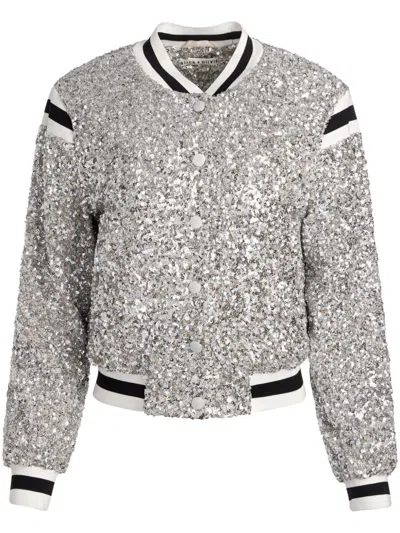 Alice And Olivia Keri Bomber Jacket In Silber
