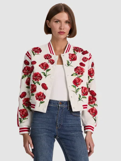 Alice And Olivia Keri Embellished Varsity Jacket In Multi