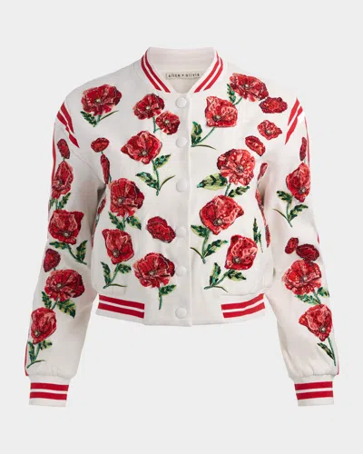 Alice And Olivia Keri Embellished Varsity Jacket In Multi