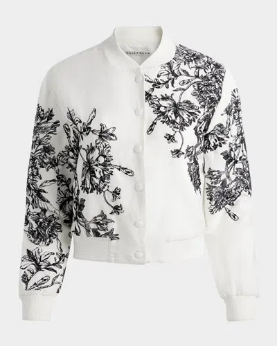 ALICE AND OLIVIA KERI EMBROIDERED VARSITY JACKET
