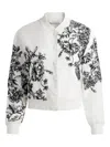 Alice And Olivia Keri Floral Embroidered Bomber Jacket In White