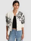 Alice And Olivia Keri Floral Embroidered Bomber Jacket In White