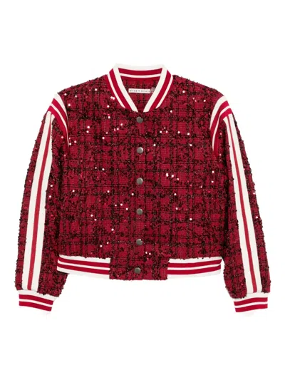 Alice And Olivia Keri Varsity Jacket In Red
