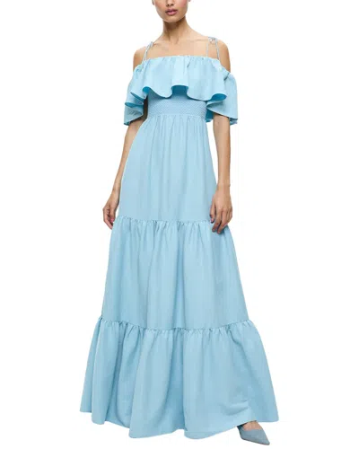 ALICE AND OLIVIA KIA OFF SHOULDER TIERED LINEN-BLEND MIDI DRESS