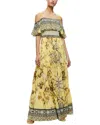 Alice And Olivia Kia Off The Shoulder Tiered Maxi Dress In Yellow