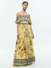 Alice And Olivia Kia Off The Shoulder Tiered Maxi Dress In Lisboa Lemon Meringue