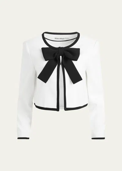 ALICE AND OLIVIA KIDMAN BOW FITTED CROPPED JACKET