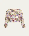 Alice And Olivia Kidman Embellished Jacket In Champagne/multi