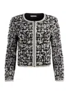 Alice And Olivia Kidman Boxy Pearl Embellished Jacket In Black/white