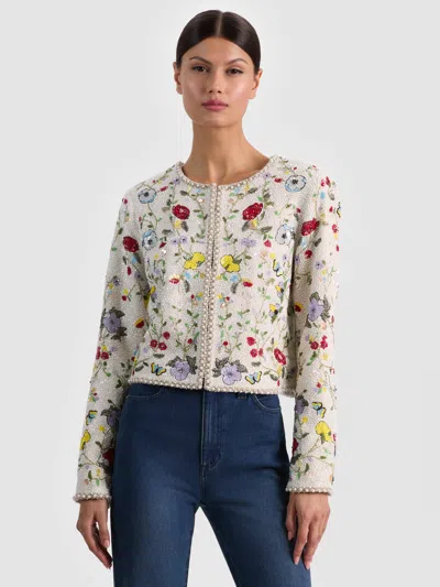 Alice And Olivia Kidman Embellished Jacket In White