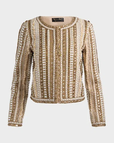 Alice And Olivia Kidman Embellished Jacket In Brown
