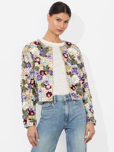 Alice And Olivia Kidman Embellished Jacket In Champagne/multi