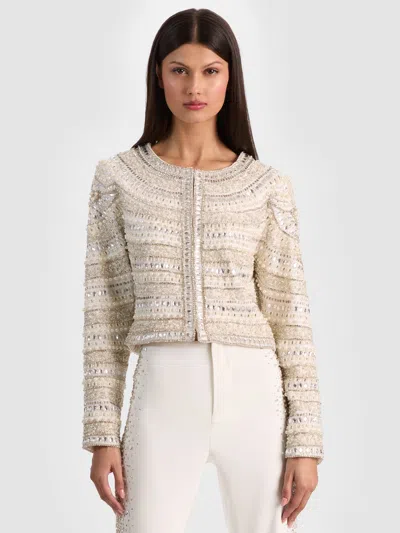 Alice And Olivia Kidman Embellished Jacket In Neutral
