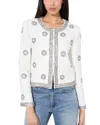 Alice And Olivia Kidman Embellished Tweed Jacket In Off White