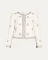 Alice And Olivia Kidman Embellished Tweed Jacket In Off White