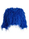 Alice And Olivia Kidman Feathered Boxy Jacket In Royal