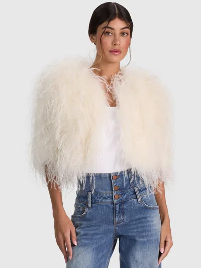 Alice And Olivia Kidman Feathered Jacket In Neutral