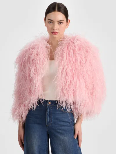 Alice And Olivia Kidman Feathered Jacket In Pink