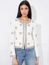 Alice And Olivia Kidman Embellished Tweed Jacket In Off White