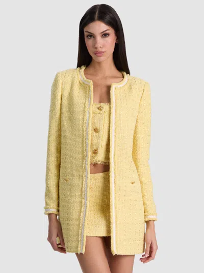 Alice And Olivia Kidman Long Jacket In Yellow