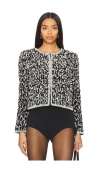Alice And Olivia Kidman Boxy Pearl Embellished Jacket In Black & White