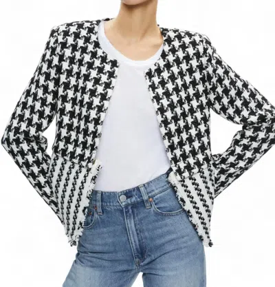 Alice And Olivia Kidman Two-fer Boxy Raw Edge Jacket In Black/off White