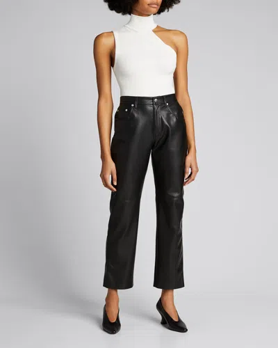 Alice And Olivia Kiki Multi-stitch Turtleneck Cutout Tank In White