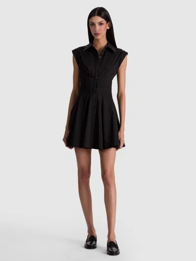 Alice And Olivia Kim Corset Shirt Dress In Black