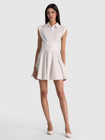Alice And Olivia Kim Paneled Corset Fitted Top In Blue