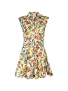 Alice And Olivia Kim Paneled Corset Flared Mini Shirt Dress Desert Springs Vanilla In Multi