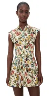Alice And Olivia Kim Paneled Corset Flared Mini Shirt Dress Desert Springs Vanilla In Multi