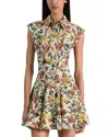 Alice And Olivia Kim Paneled Corset Flared Mini Shirt Dress Desert Springs Vanilla In Multi