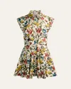 Alice And Olivia Kim Paneled Corset Flared Mini Shirt Dress Desert Springs Vanilla In Neutral