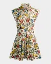 Alice And Olivia Kim Paneled Corset Flared Mini Shirt Dress Desert Springs Vanilla