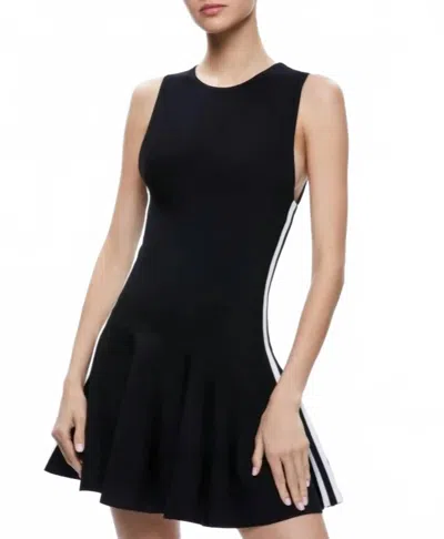Alice And Olivia Kimi Side Stripe Mini Dress In Black