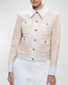 ALICE AND OLIVIA KINLEY WOVEN VEGAN LEATHER JACKET