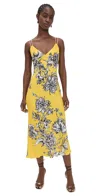 Alice And Olivia Kiro Blooming Wild Golden Hour Midi Slip Dress In Gold