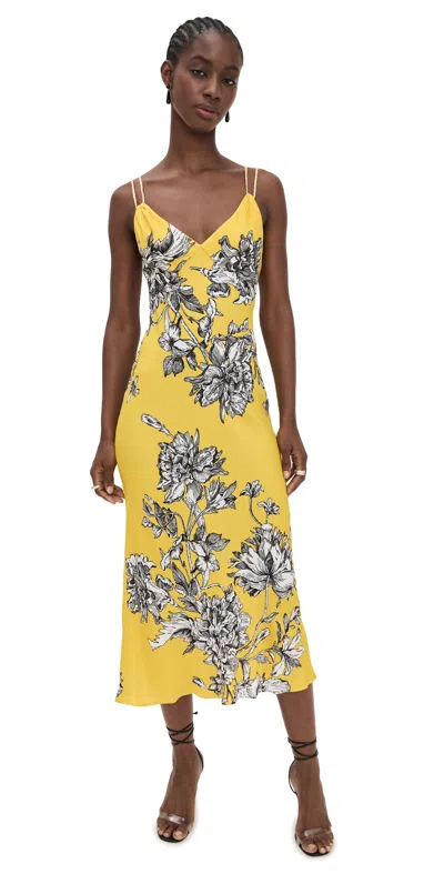 Alice And Olivia Kiro Midi Dress Blooming Wild Golden Hour