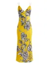 Alice And Olivia Floral-print Midi Dress In Yellow