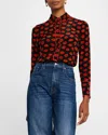 Alice And Olivia Willa Printed Silk Crepe De Chine Shirt In Kiss Kiss Black/brig